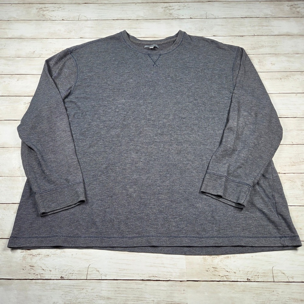 Method Crew Neck Long Sleeve Shirt Mens XXL Blueish Gray Textured Slub KMM5-7160